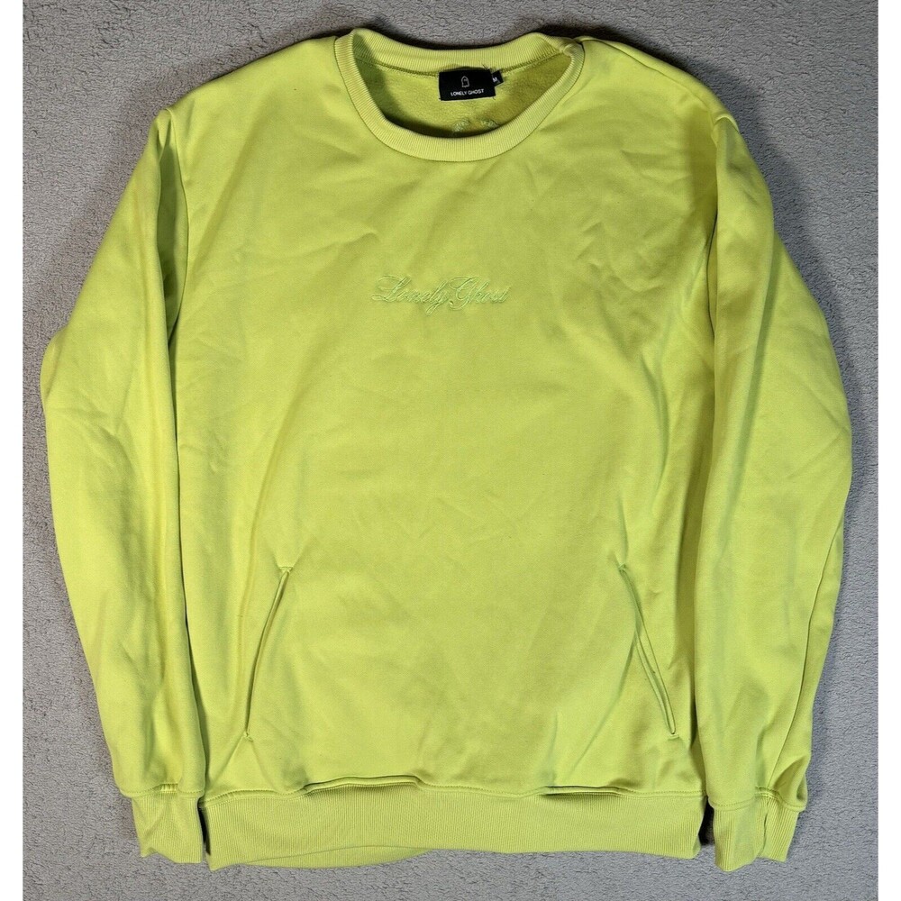 Lonely Ghost Size Medium Lime Green Long‎ Sleeve Pullover Pickleball Sweater USA